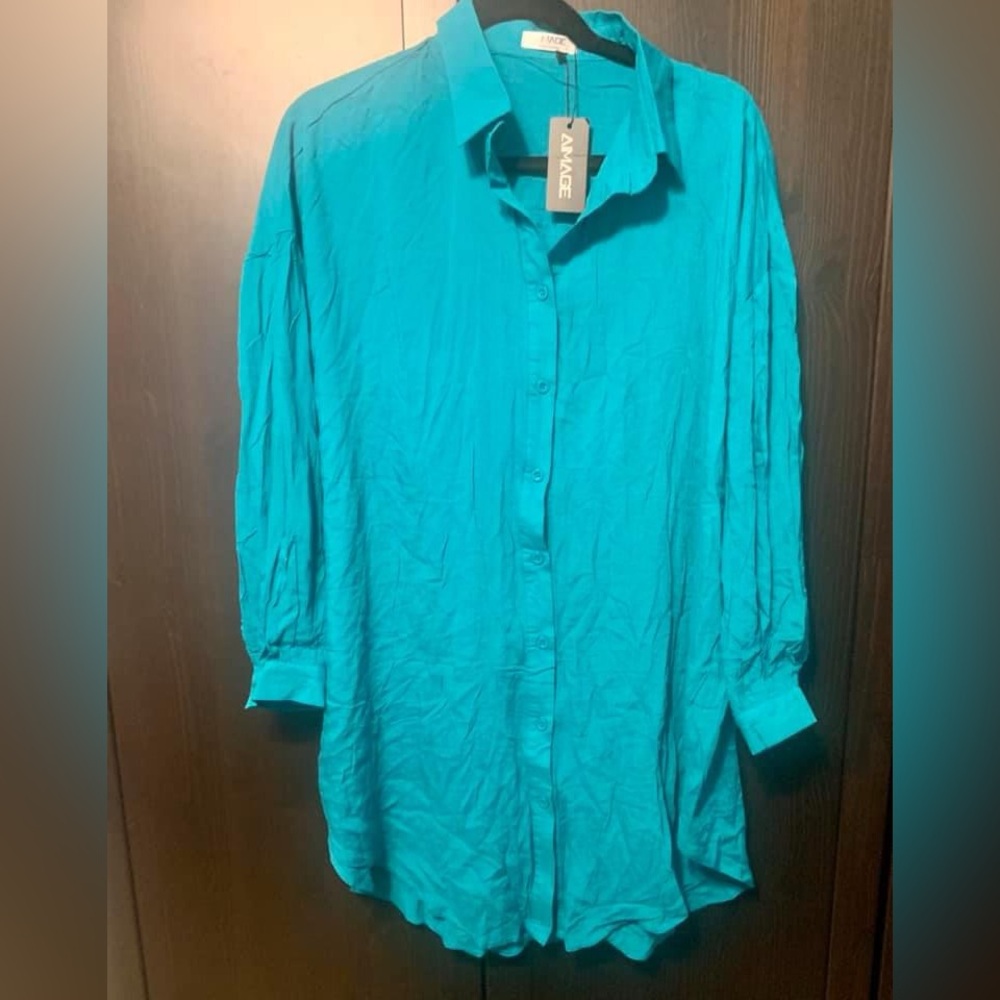 Aimage button down 3/4 sleeve tunic